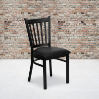 Flash Furniture Hercules Series Black Vertical Back Metal Restaurant Chair with Black Vinyl Seat XU-DG-6Q2B-VRT-BLKV-GG